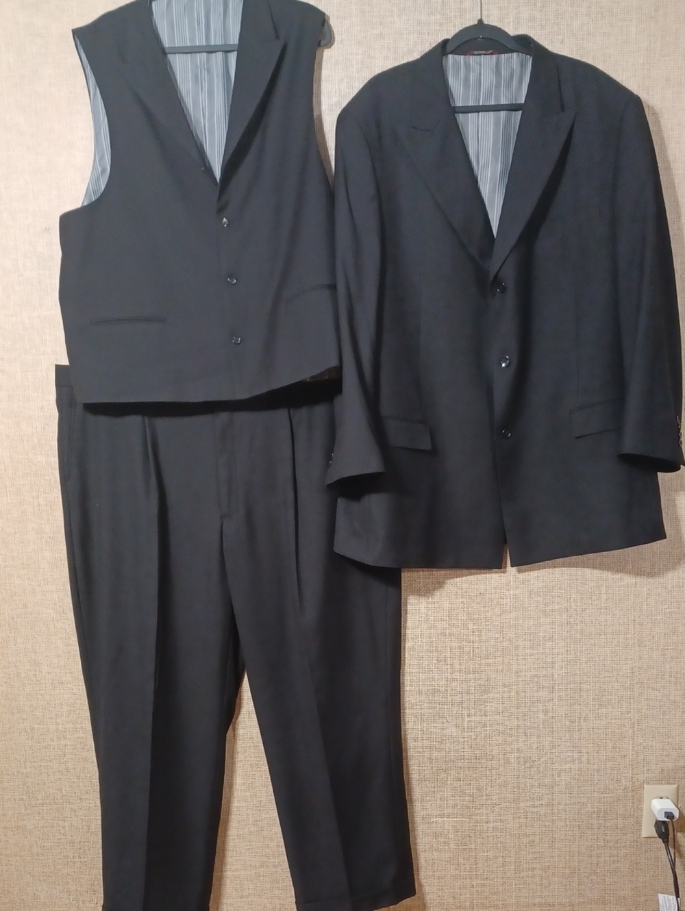 Classic Men's Black Three-Piece Suit with Waistcoat